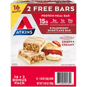 Atkins Strawberry Shortcake Protein Meal Bar 14 Count + 2 Bonus Bars