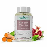 Neuherbs Hair Skin Vitamins Supplement with Hyaluronic Acid, Biotin - 60 Caps