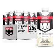 Muscle Milk Genuine Protein Shake, Vanilla Crème, 11 Fl Oz Carton, 12 Pack, 25g Protein, Zero Sugar, Calcium, Vitamins A, C & D, 5g Fiber, Energizing Snack, Workout Recovery, Packaging May Vary